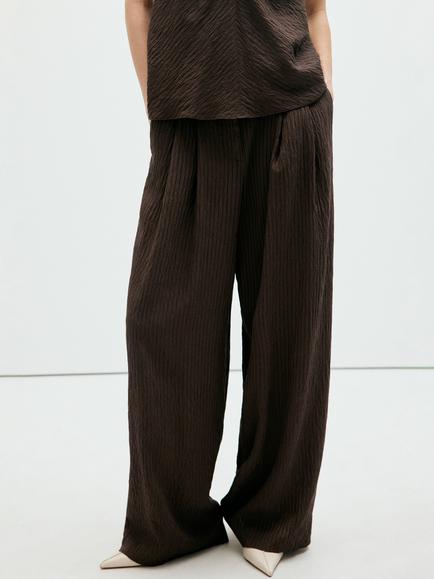 Mango Wide Leg Tailored Trousers, Brown, Brown