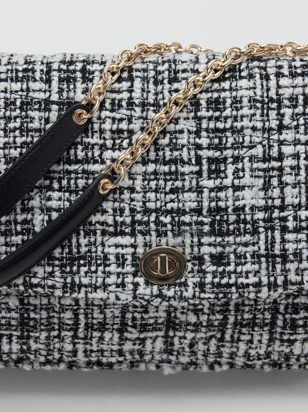 Mango Tweed Shoulder Bag, Black - view 2, Black