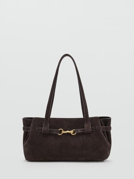 Mango Suede Shoulder Tote Bag, Chocolate, Chocolate