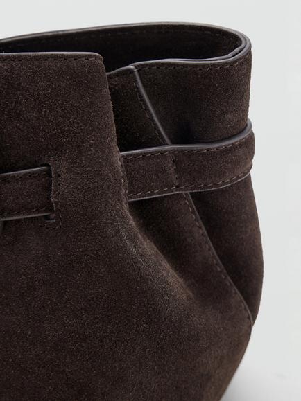 Mango Suede Shoulder Tote Bag, Chocolate - view 2, Chocolate