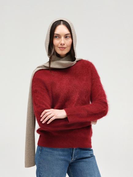 Chinti & Parker Wool Rich with Cashmere Hooded Scarf - view 2, Warm Oatmeal