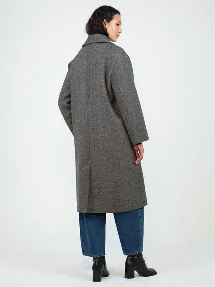 Albaray Herringbone Wool Blend Coat, Grey - view 2, Grey