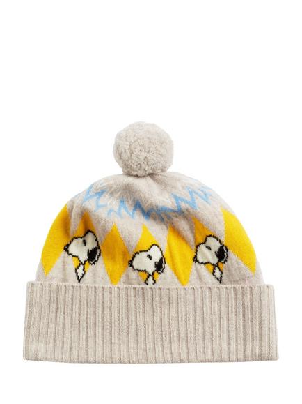 Chinti & Parker Snoopy Fair Isle Wool Rich with Cashmere Beanie Hat, Multi, Multi