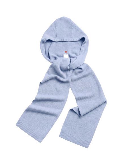 Chinti & Parker Wool Rich with Cashmere Hooded Scarf, Baby Blue
