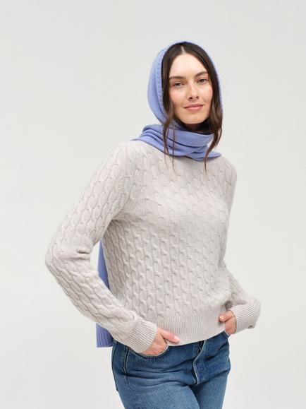 Chinti & Parker Wool Rich with Cashmere Hooded Scarf - view 2, Baby Blue
