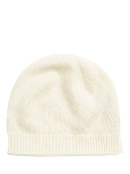 Chinti & Parker Wool Rich with Cashmere Ribbed Beanie Hat, Cream, Cream