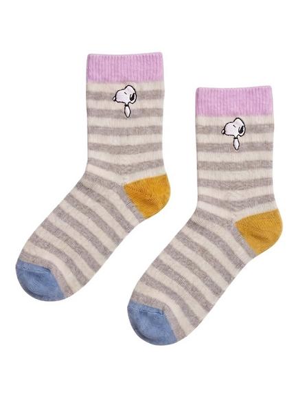 Chinti & Parker Snoopy Striped Wool Rich with Cashmere Socks, Multi, Multi