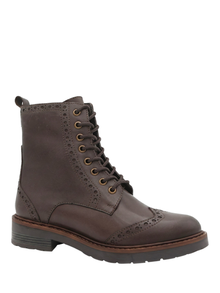 Jones Bootmaker Noho Leather Brogue Boots, Brown - view 2, Brown
