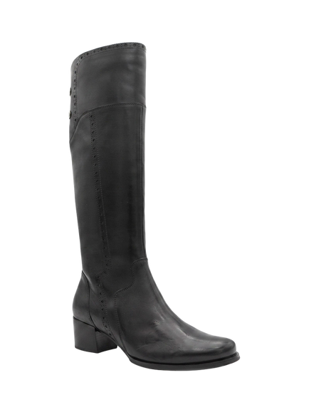Jones Bootmaker Rachel1 Extra Small Calf Fit Leather Block Heel Knee High Boots - view 2, Black