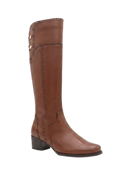 Jones Bootmaker Rachel1 Small Calf Fit Leather Block Heel Knee High Boots - view 2, Tan