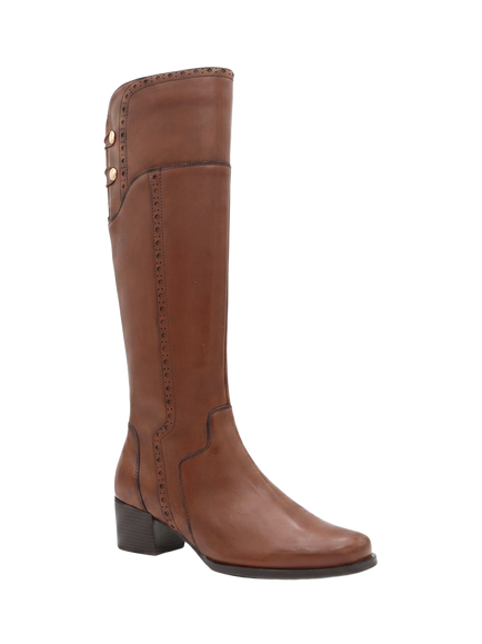 Jones Bootmaker Rachel1 Extra Small Calf Fit Leather Block Heel Knee High Boots - view 2, Tan