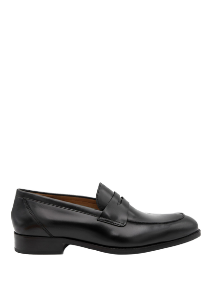 Jones Bootmaker Russell Wide Fit Leather Penny Loafers, Black