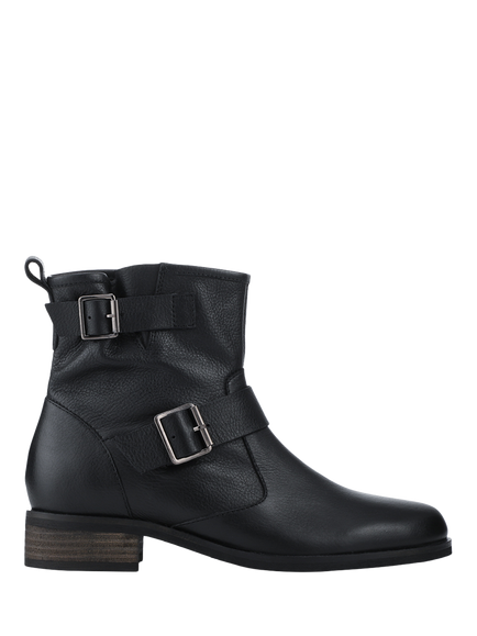 Jones Bootmaker Maribel Leather Buckle Detailed Ankle Boots, Black, Black
