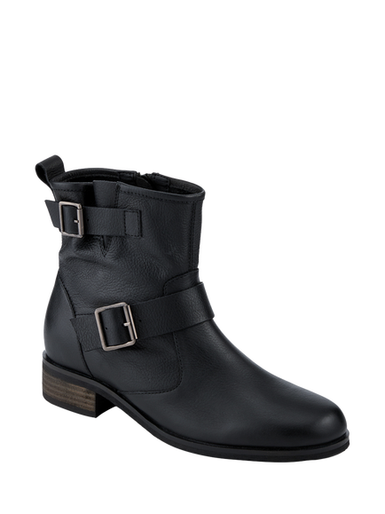 Jones Bootmaker Maribel Leather Buckle Detailed Ankle Boots, Black - view 2, Black