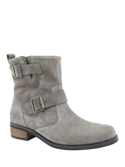 Jones Bootmaker Maribel Suede Buckle Detailed Ankle Boots, Taupe - view 2, Taupe