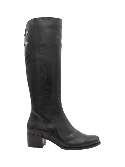 Jones Bootmaker Rachel1 Small Calf Fit Leather Block Heel Knee High Boots, Black