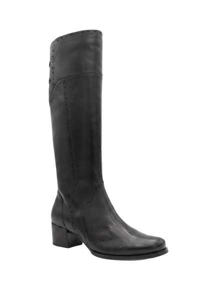 Jones Bootmaker Rachel1 Small Calf Fit Leather Block Heel Knee High Boots - view 2, Black