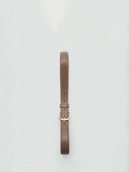 Mango Curved Buckle Leather Belt - view 2, Taupe