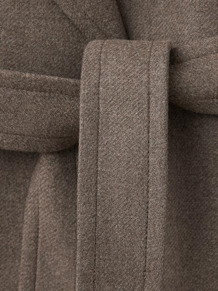 Mango Belted Wool Rich Midi Wrap Coat, Taupe - view 2, Taupe