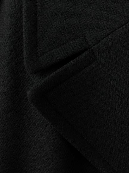 Mango Oversized Lapel Belted Wool Rich Wrap Coat, Black - view 2, Black