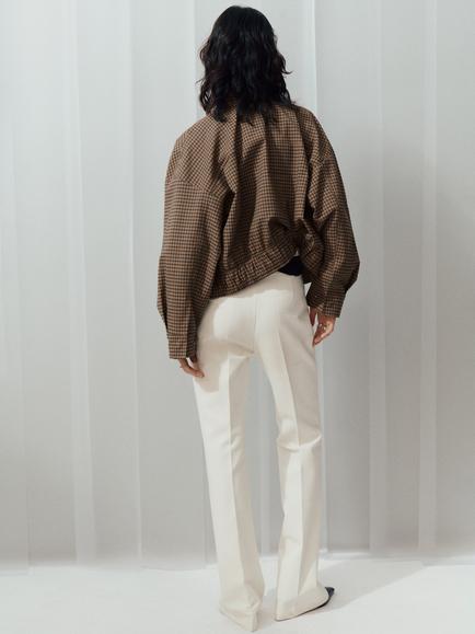 Mango Funnel Neck Cropped Jacket, Brown - view 2, Brown