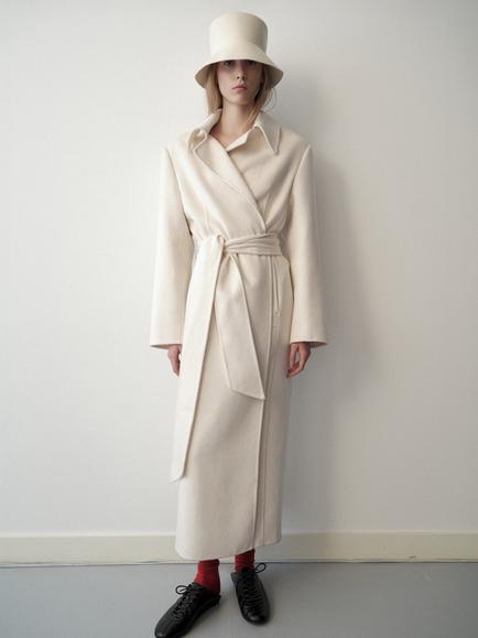 Mango Wool Blend Belted Wrap Coat, Off White, Off White
