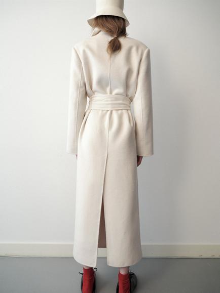 Mango Wool Blend Belted Wrap Coat, Off White - view 2, Off White