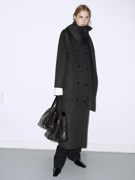 Mango Longline Overcoat, Dark Grey Melange, Dark Grey Melange