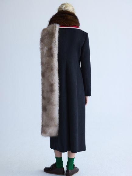 Mango Sculpted Wool Blend Tailored Midi Overcoat, Grey - view 2, Grey