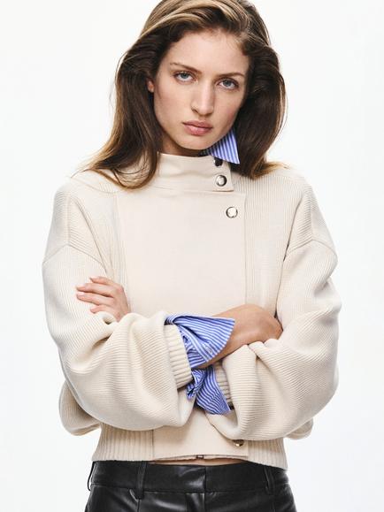 Mango Cropped Bomber Jacket, Raw, Raw