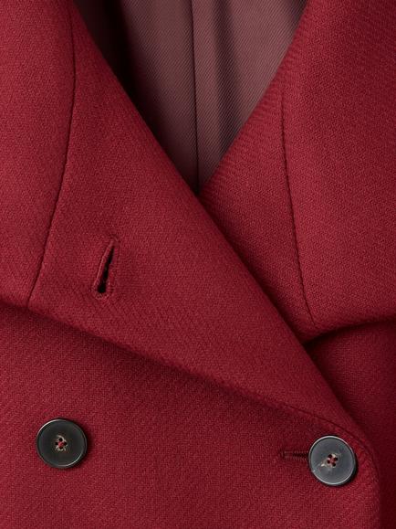 Mango Long Belted Wool Rich Double-Breasted Overcoat, Red - view 2, Red