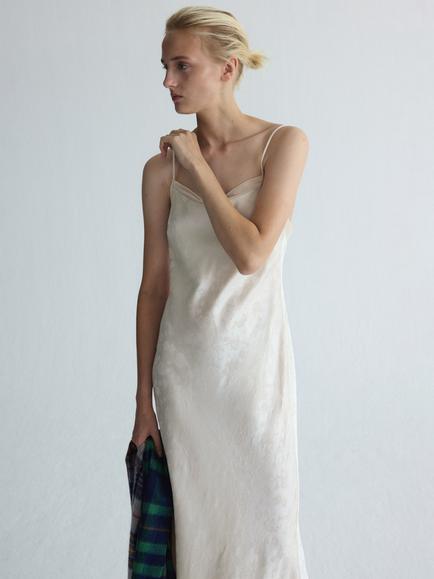 Mango Silk Trim Maxi Slip Dress, Raw, Raw