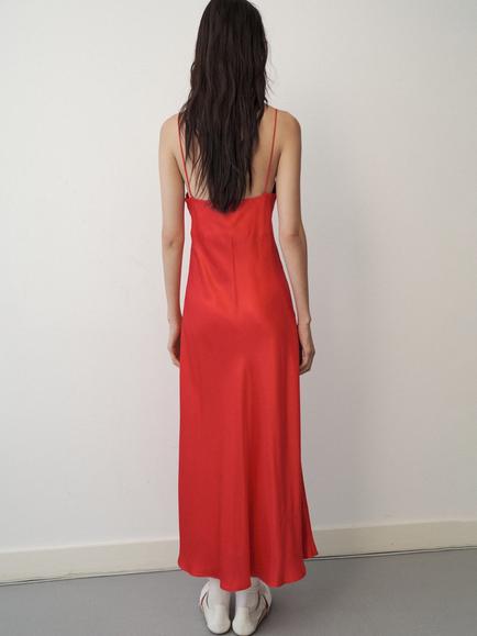 Mango Bias Cut Slip Gown - view 2, Red