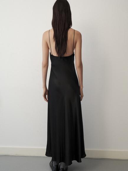 Mango Bias Cut Slip Gown - view 2, Black