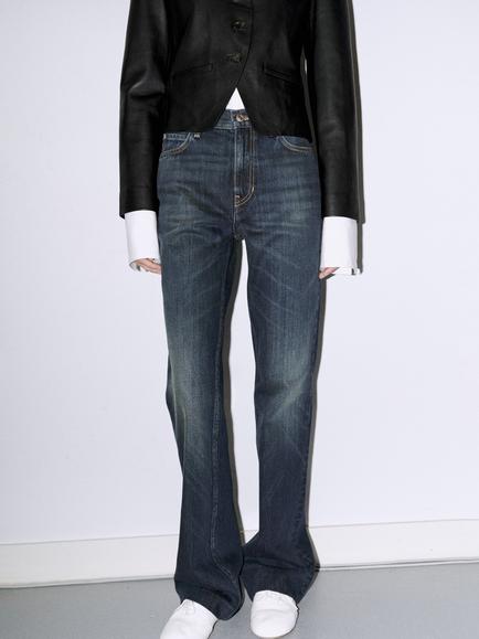 Mango Mid Rise Flare Jeans, Dark Vintage Blue/Navy, Dark Vintage Blue/Navy