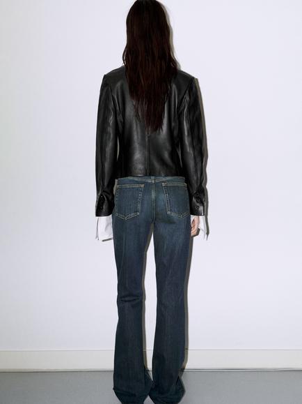 Mango Mid Rise Flare Jeans, Dark Vintage Blue/Navy - view 2, Dark Vintage Blue/Navy
