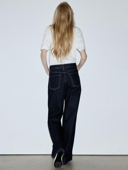 Mango High Waist Wide Leg Jeans, Blue - view 2, Blue