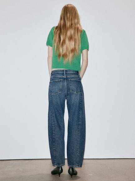 Mango High Waist Balloon Jeans, Blue - view 2, Blue