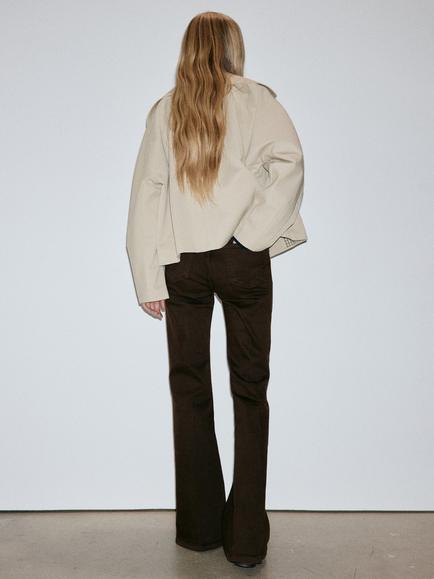 Mango High Rise Flare Jeans, Chocolate - view 2, Chocolate