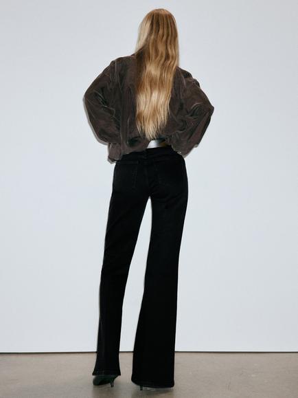 Mango High Rise Flared Jeans, Black - view 2, Black