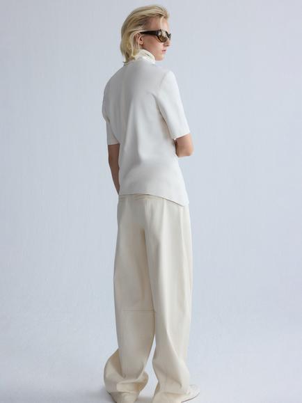 Mango Asymmetric High Neck Blouse, Off White - view 2, Off White