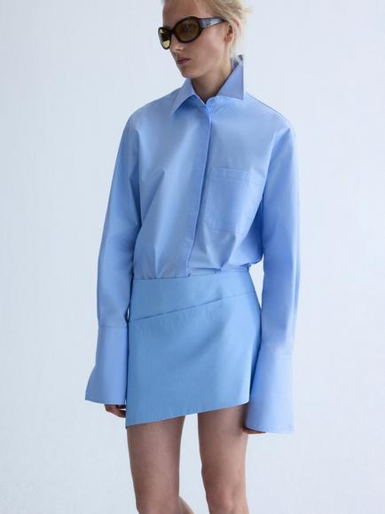 Mango Statement Long Sleeve Shirt, Sky Blue, Sky Blue