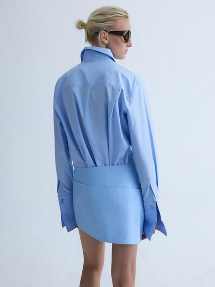 Mango Statement Long Sleeve Shirt, Sky Blue - view 2, Sky Blue