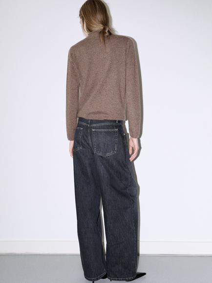 Mango Cashmere Fine Knit High Neck Jumper, Taupe - view 2, Taupe