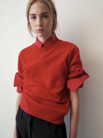 Mango Relaxed Cashmere Crew Neck Sweater, Red