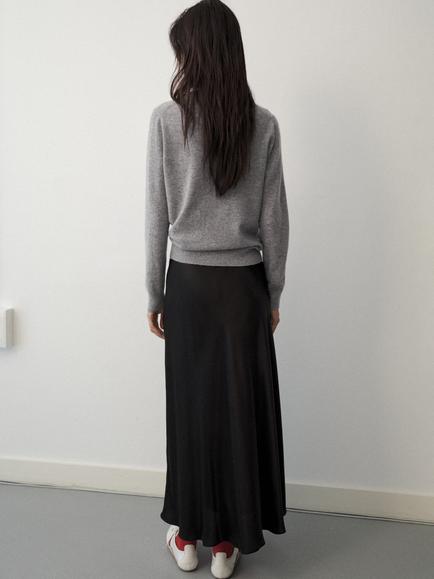 Mango Relaxed Cashmere Crew Neck Sweater - view 2, Light Grey Melange
