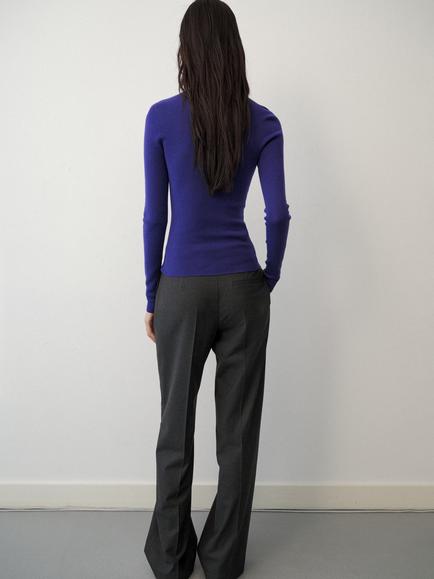 Mango Wool Fine Knit High Neck Jumper - view 2, Plum