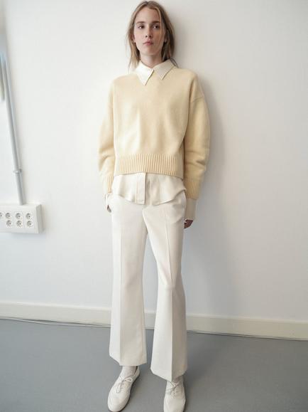 Mango Round Neck Jumper, Pastel Yellow