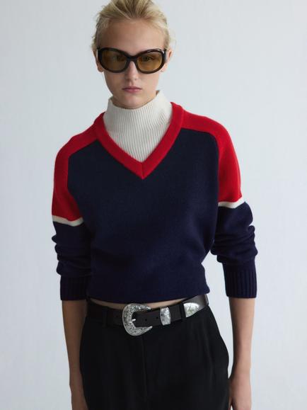 Mango Wool Rich with Cashmere High Neck Knit Jumper, Navy, Navy