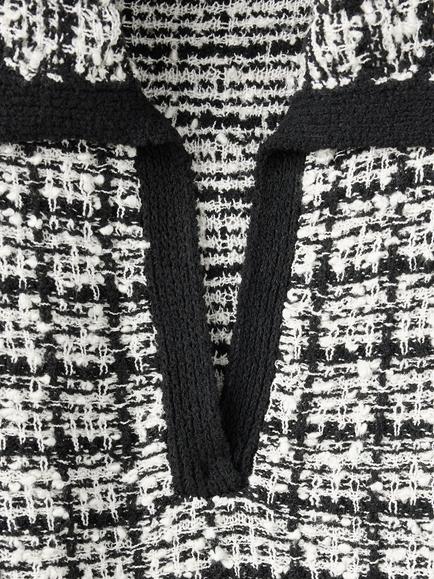 Mango Textured Check Collared Jumper, Black - view 2, Black